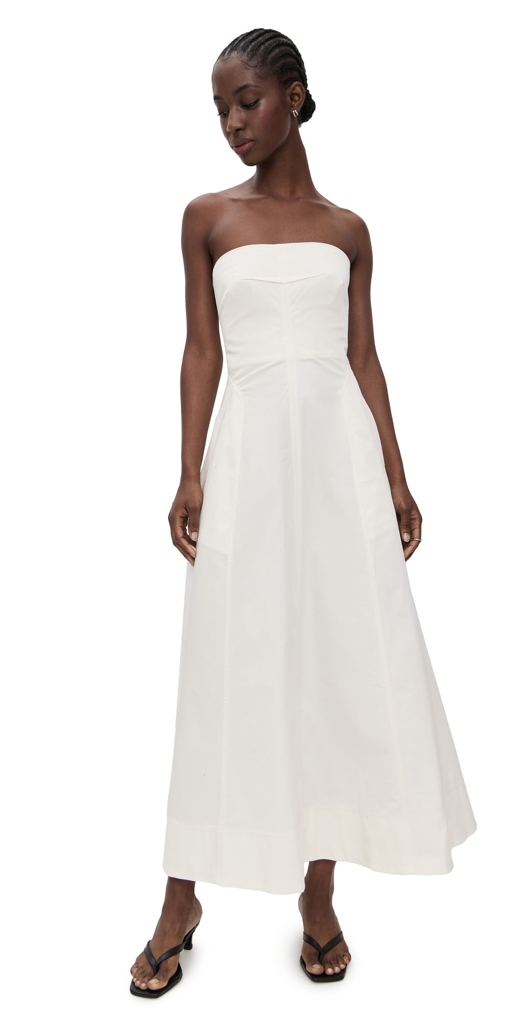 St. Agni Sculpted Cotton Strapless Dress Milk XL