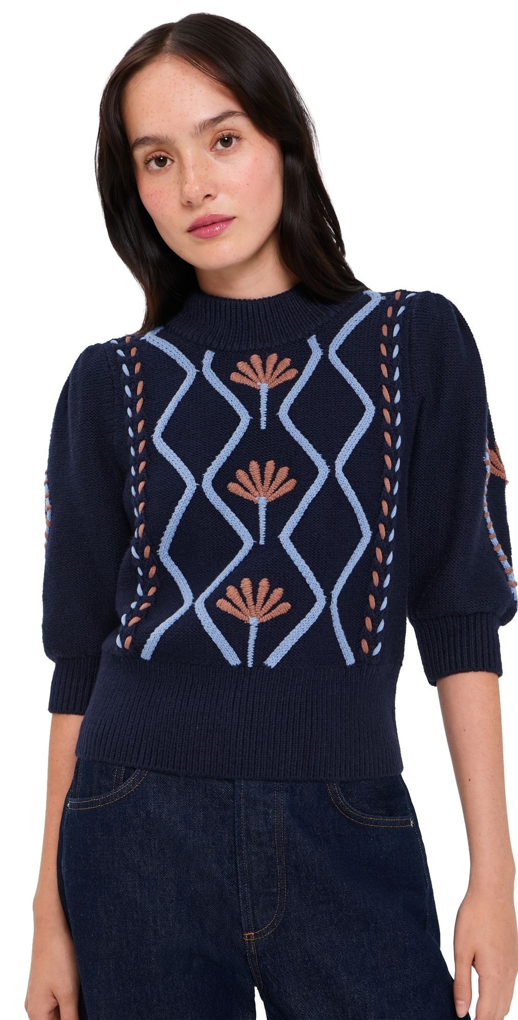 RAILS Addy Floral Pullover Floral Cables XS