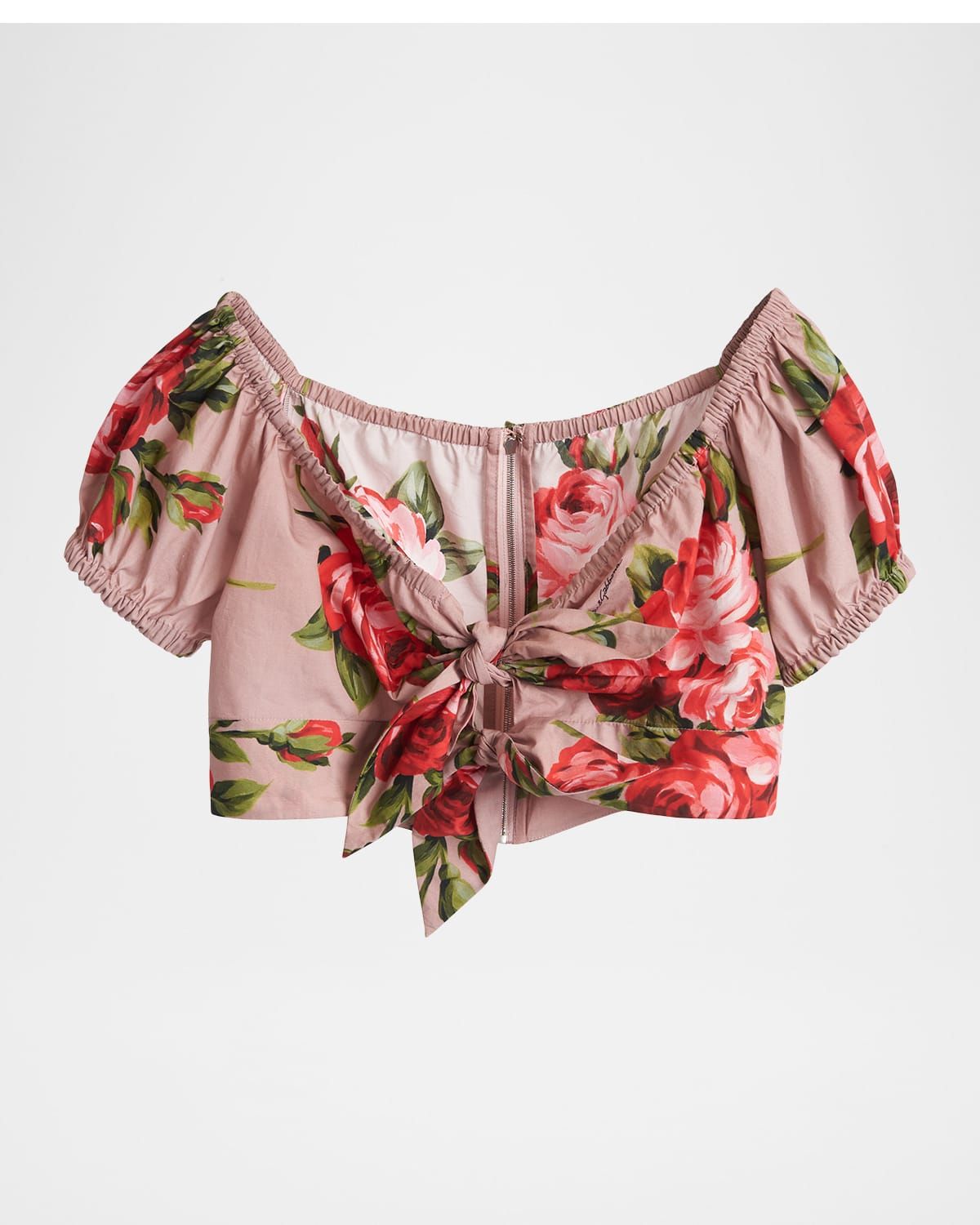 Off-the-Shoulder Floral Cotton Crop Top