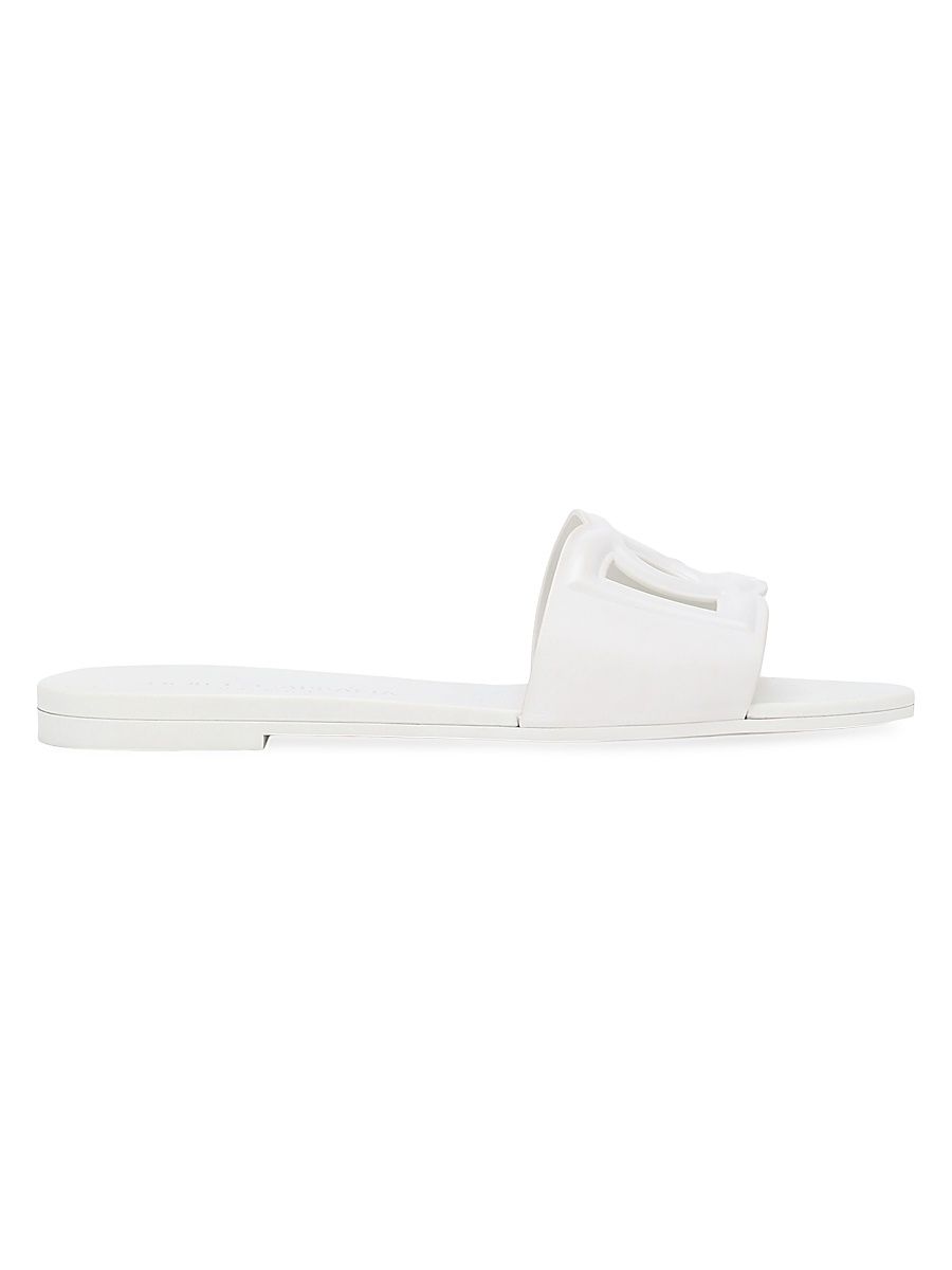 Women's Interlock Logo Rubber Slides - White - Size 12 Sandals