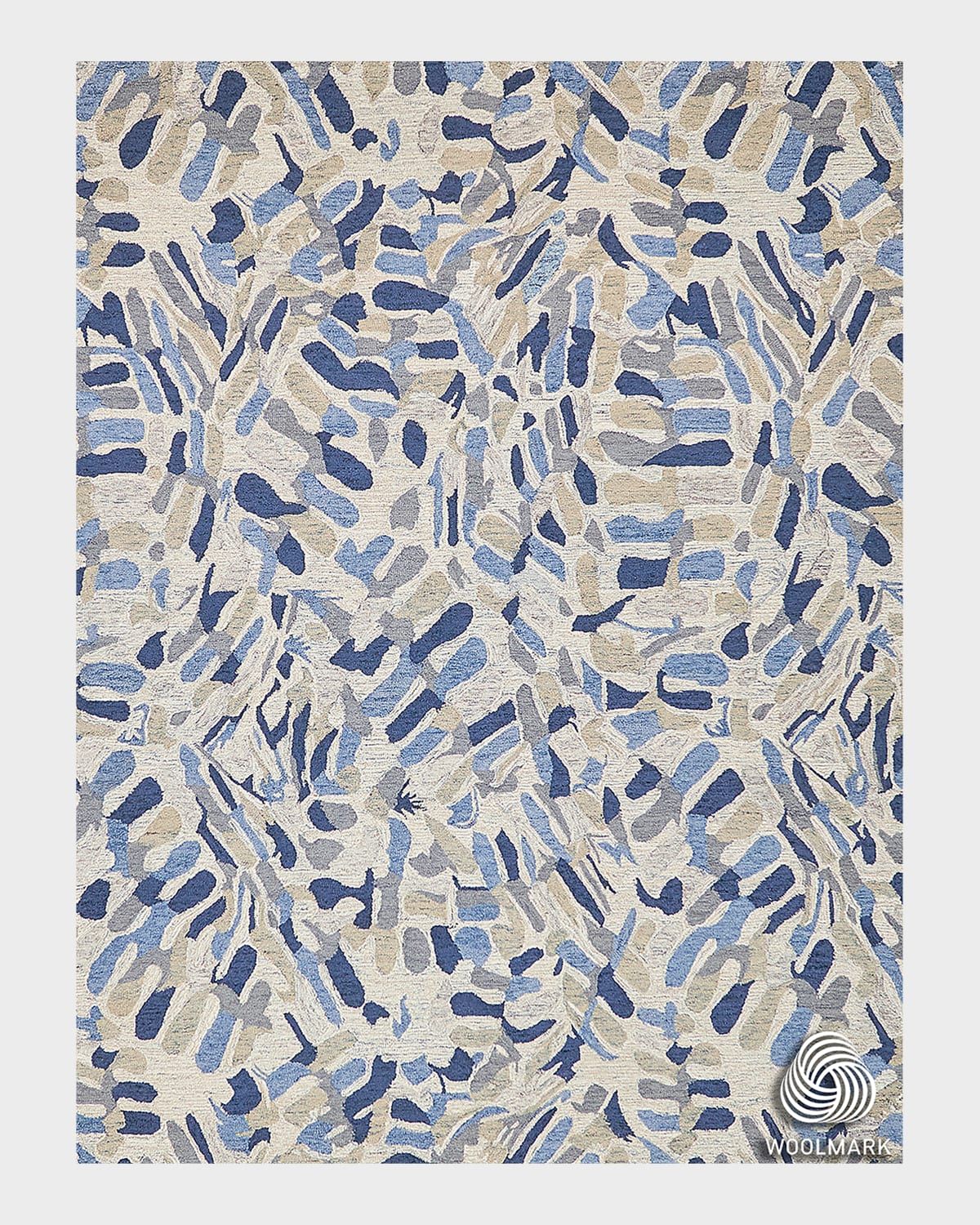 Botanica Navy/Ivory/Multi New Zealand Wool hand-tufted Area Rug