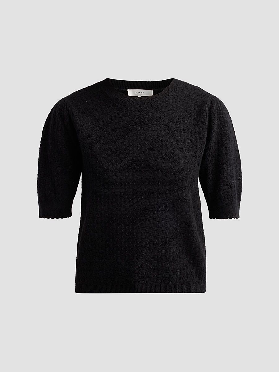 Women's The Gathered Honeycomb Sweater - Black - Size XL
