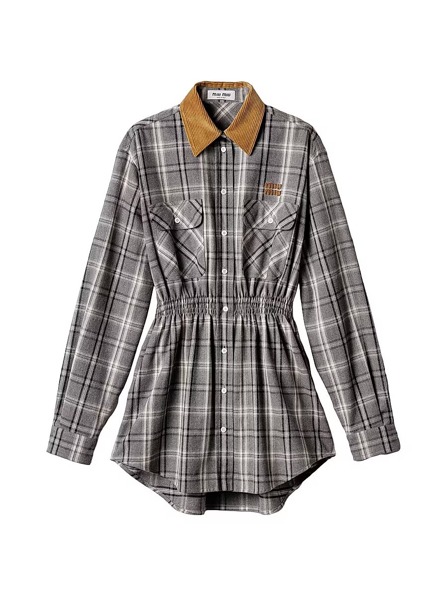 Women's Flannel Mini Dress - Grey - Size 6