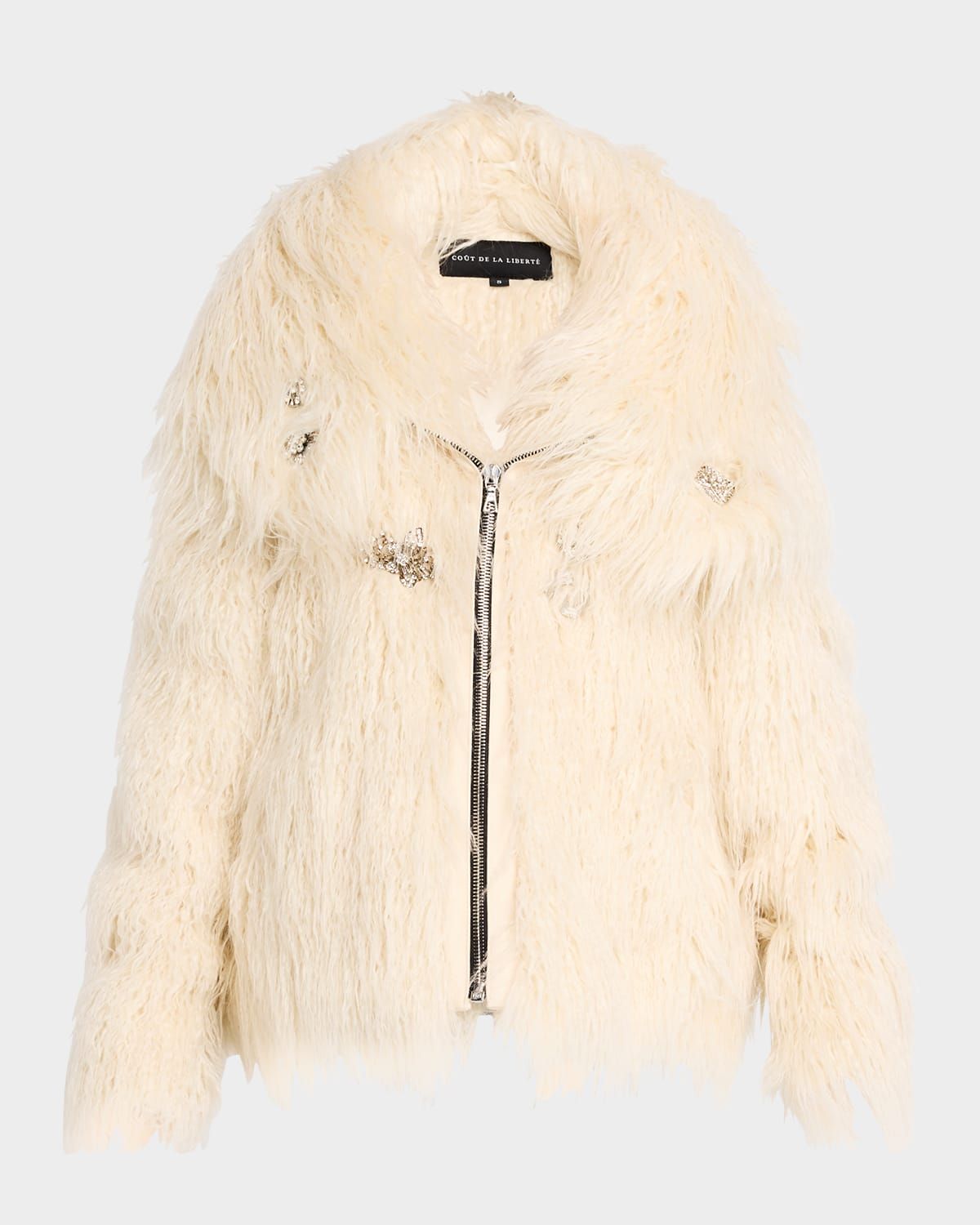 Cory Embellished Faux Fur Coat