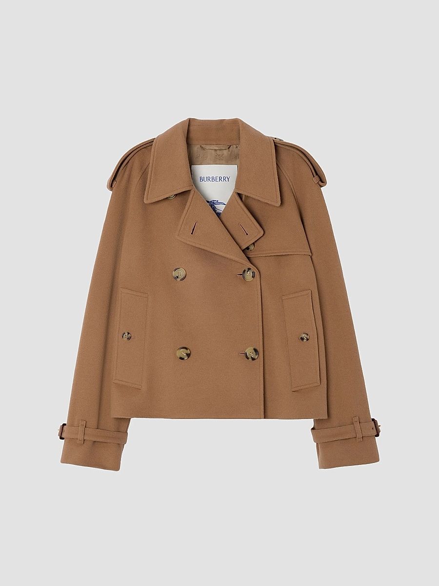 Women's Mayfair Cashmere Crop Trench Jacket - Camel - Size 16