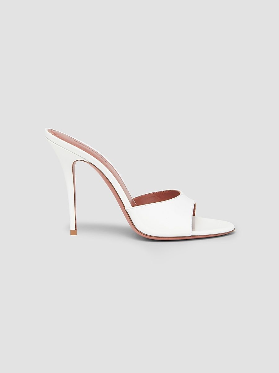 Amina Muaddi Women's Elodie 105MM Leather Mules - White Patent - Size 11.5