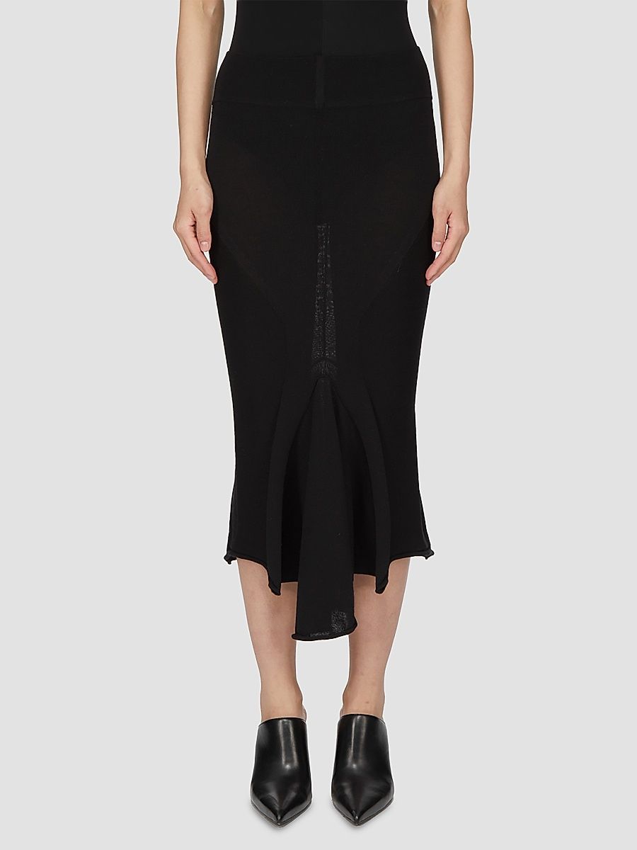 Women's Asymmetric High-Waisted Midi-Skirt - Black - Size 6