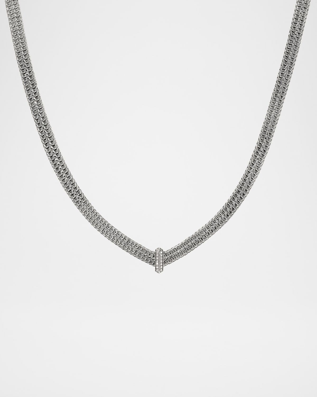 Icon Link Sterling Silver Necklace with Diamonds, 6mm