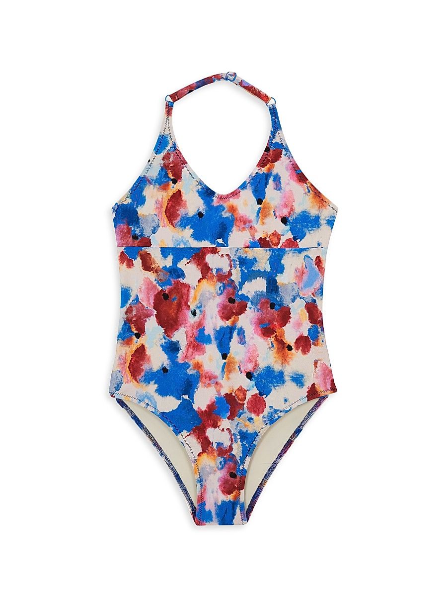 Little Girl's & Girl's Flowers In The Sky One-Piece Swimsuit - Size 8