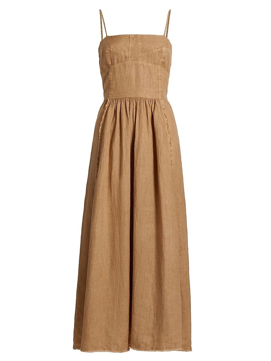 Women's Banfield Maive Washed Linen Midi-Dress - Tobacco - Size Large