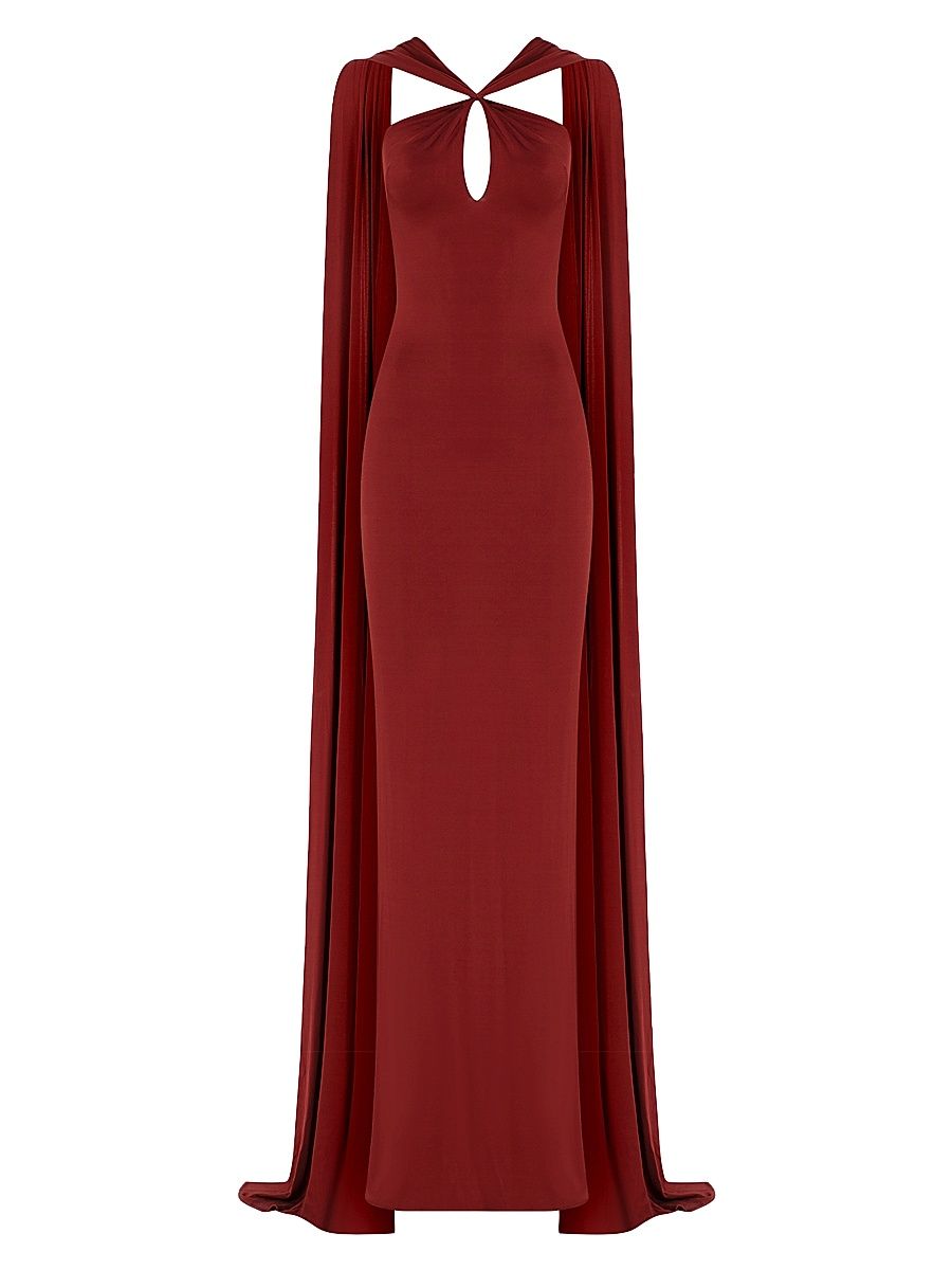 Women's Maia Shoulder Drape Column Gown - Terra Rosso - Size 8