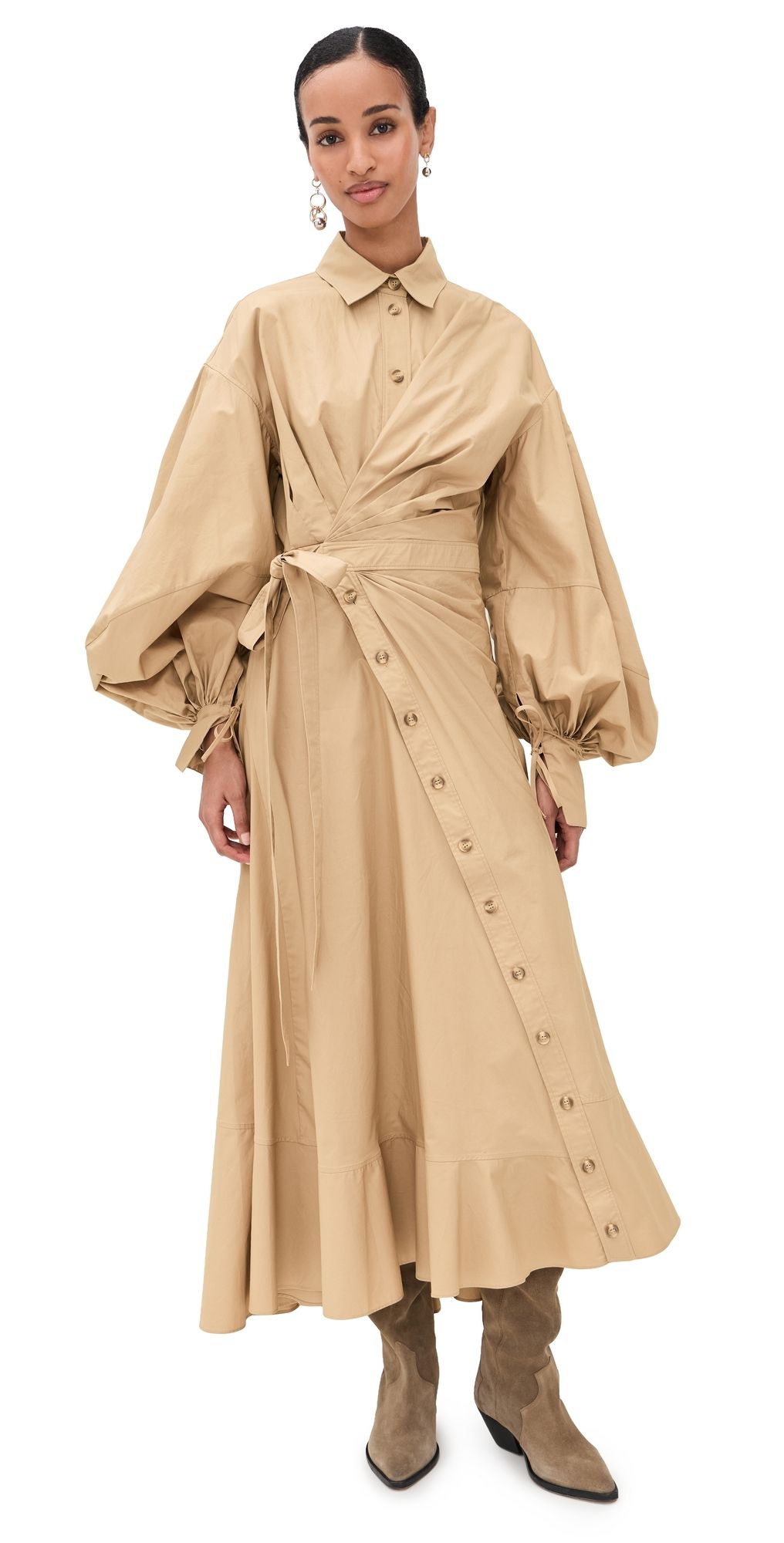 Zimmermann Wrap Poplin Maxi Dress Olive 1