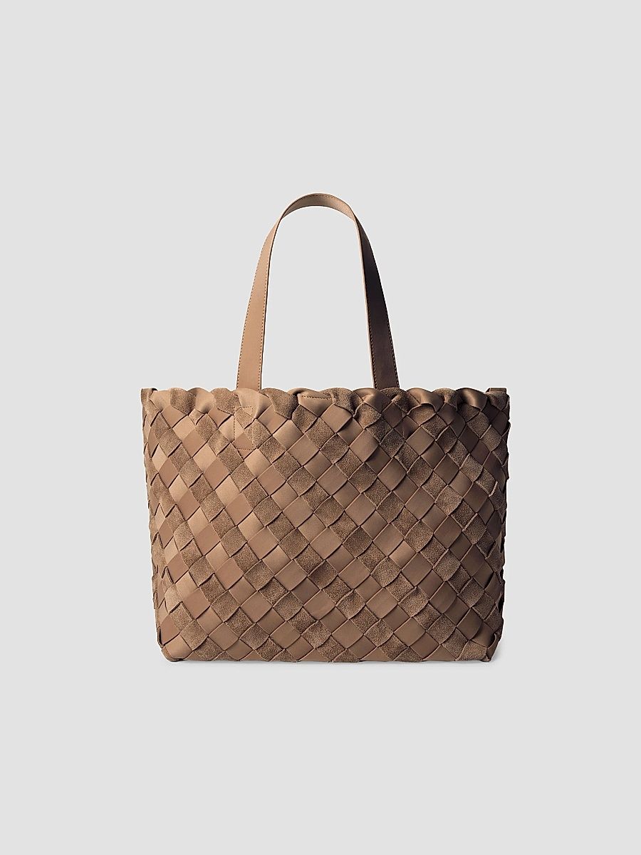 Women's Como Medium Striped Suede Tote Bag - Canyon