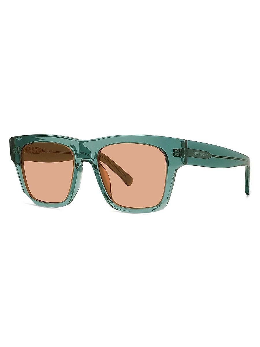 Men's Rectangular 55MM Acetate Sunglasses - Transparent Teal Orange