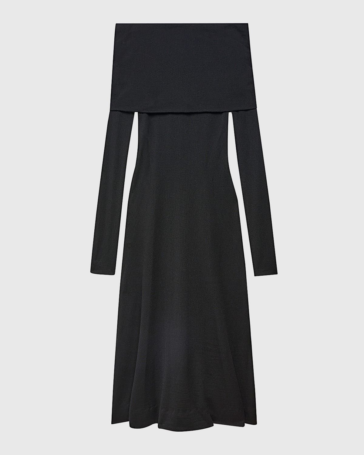 Long Shawl Off-Shoulder Wool Dress