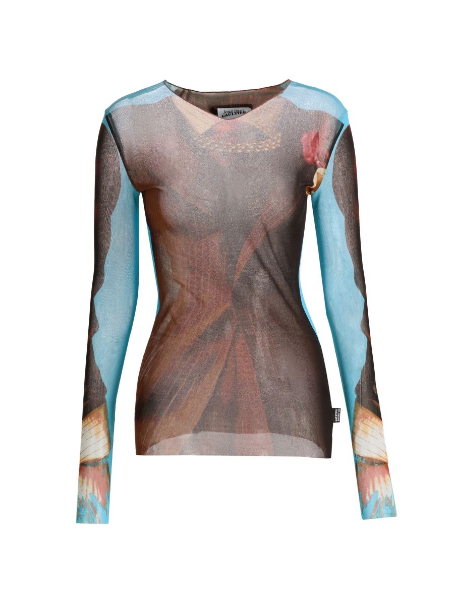 Jean Paul Gaultier Women's Le Tennis Costume Printed Long-Sleeve Top - Multicolor - Size XS
