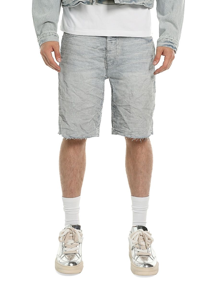 Men's Vintage Slub Denim Raw-Edge Shorts - Light Indigo - Size 36