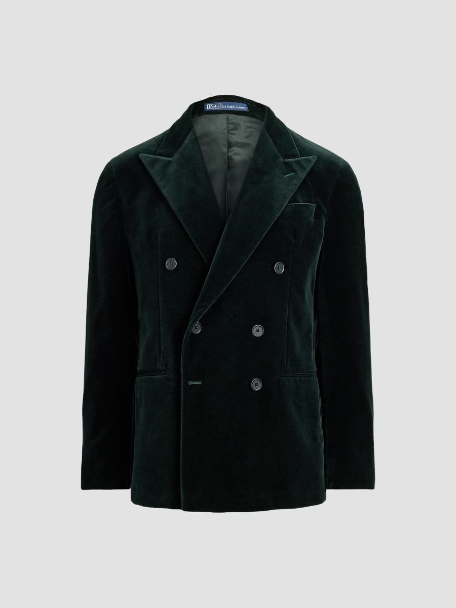Polo Ralph Lauren Men's Velvet Double-Breasted Blazer - Dark Racing Green - Size 38