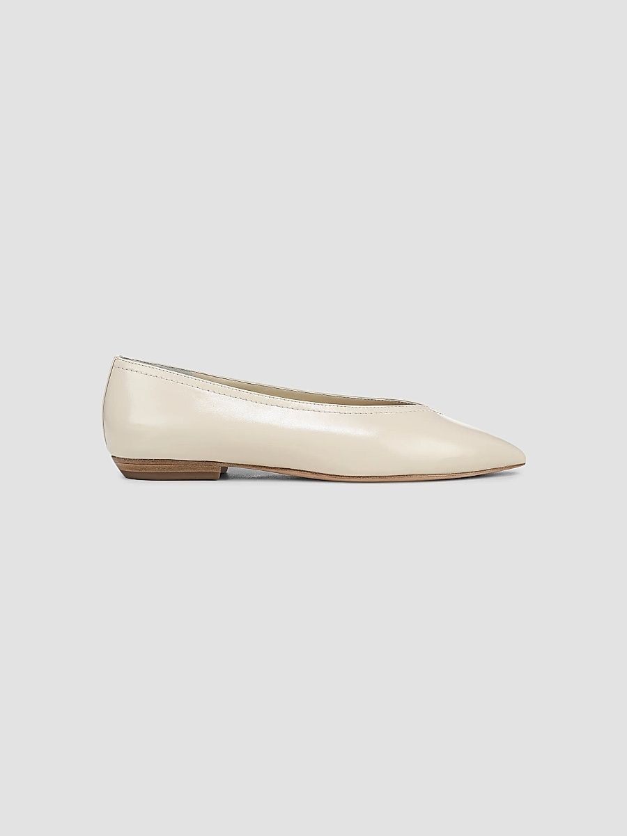 Veronica Beard Women's Bancroft Leather Ballerina Flats - Limestone Ivory - Size 12