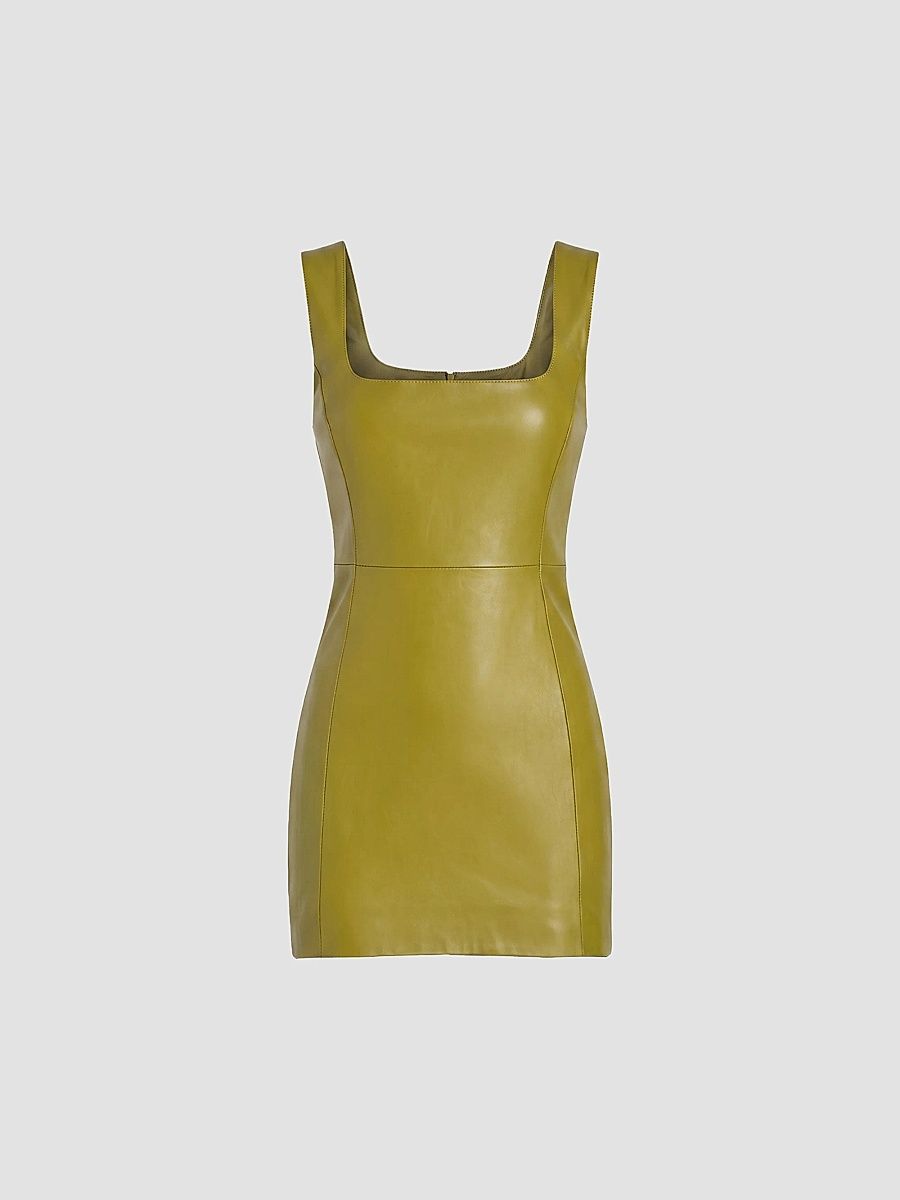 Women's Tilde Leather Body-Con Mini Dress - Basil - Size XL