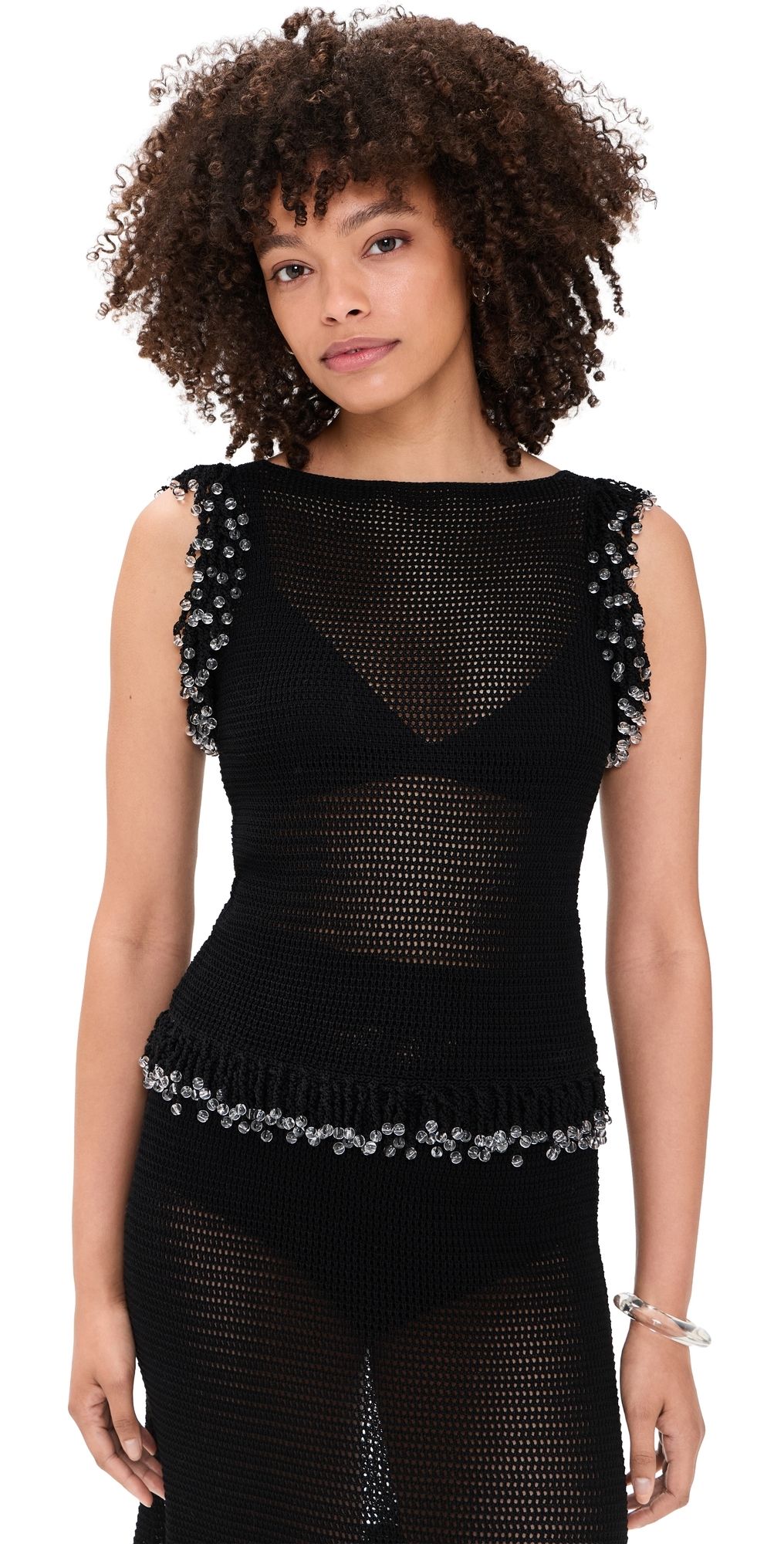 Paris Georgia Fringe Top Black L