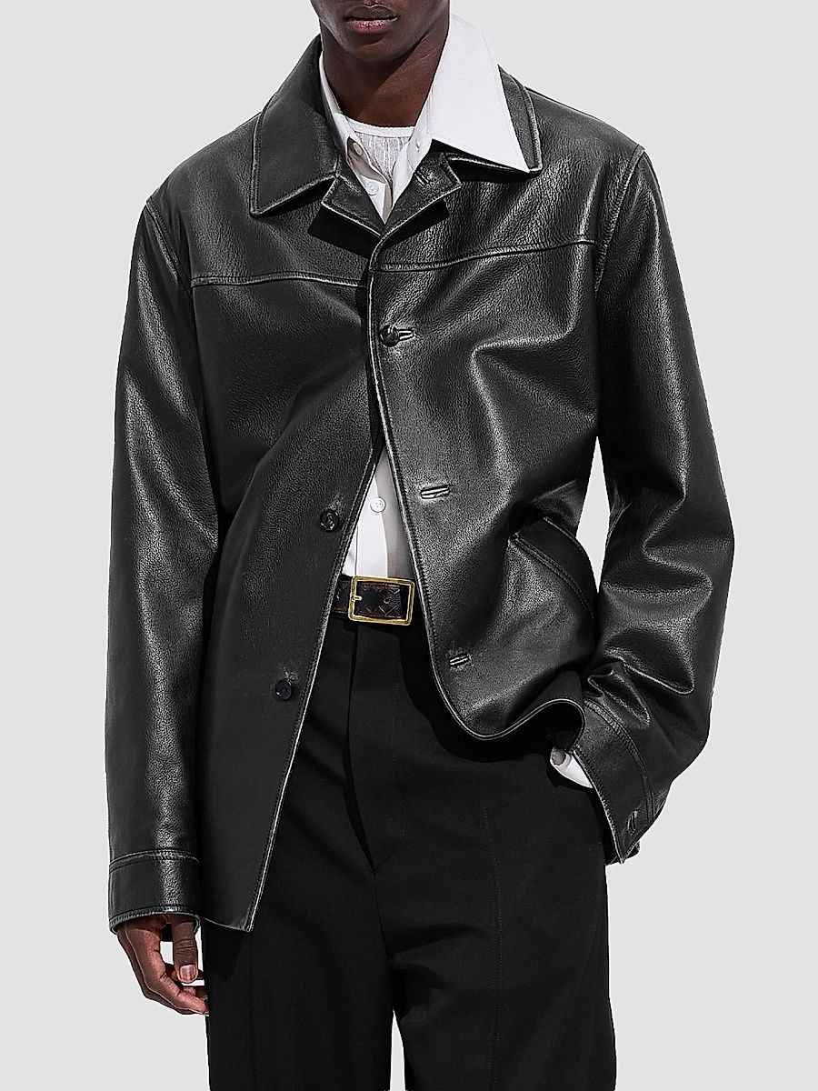 Bottega Veneta Men's Vintage-Effect Leather Coat - Nero - Size 44