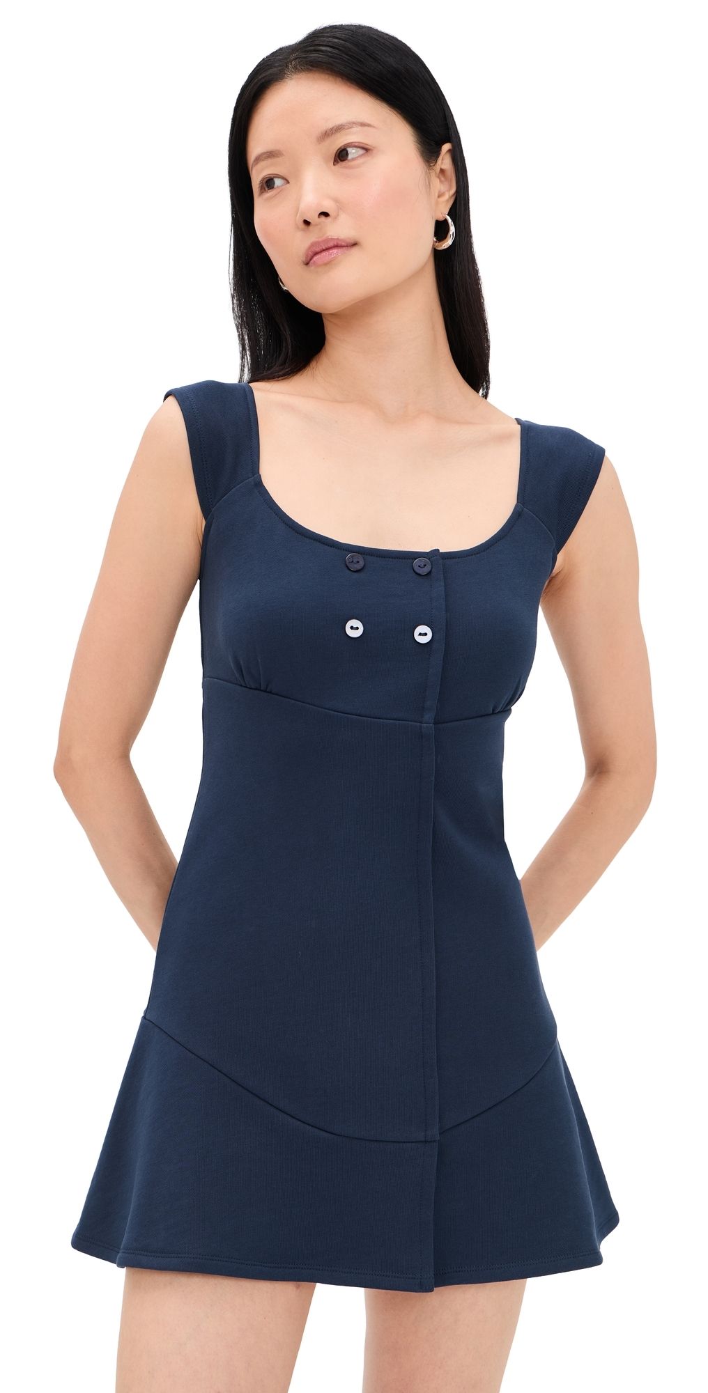Peachy Den Joni Button Dress Navy L