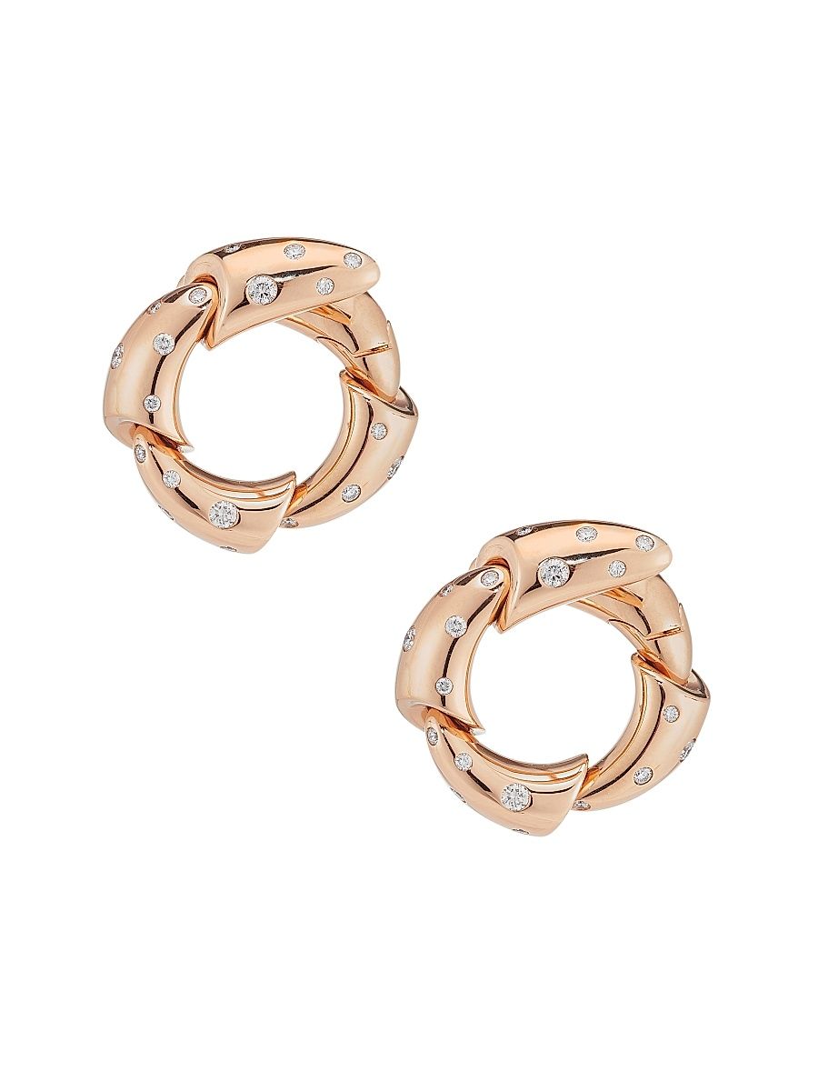 Women's Calla Media 18K Rose Gold & Diamond Hoop Earrings - Pink Gold