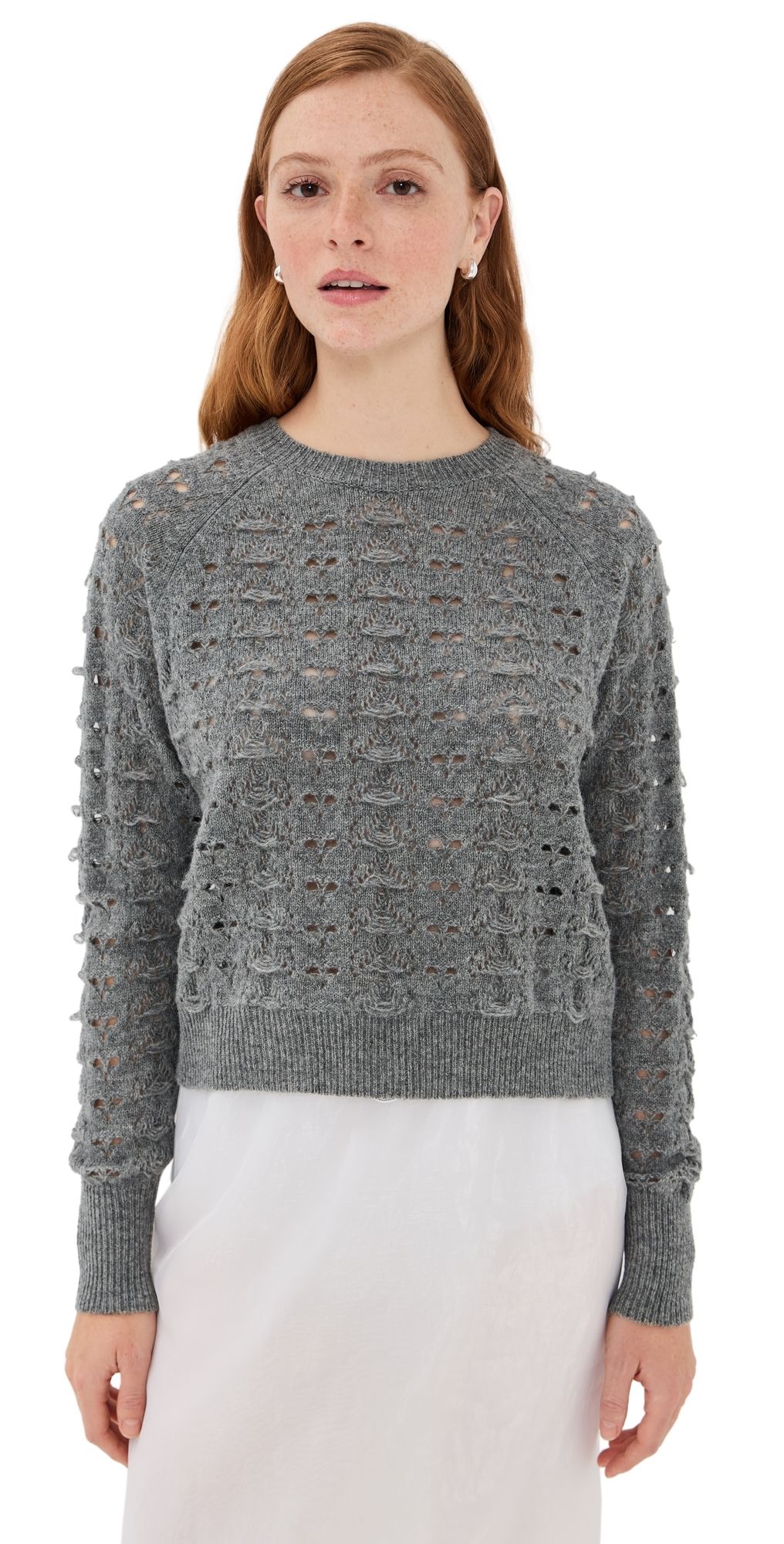 Cecilie Bahnsen Bidane Pullover Heritage Lace Knit Light Grey M