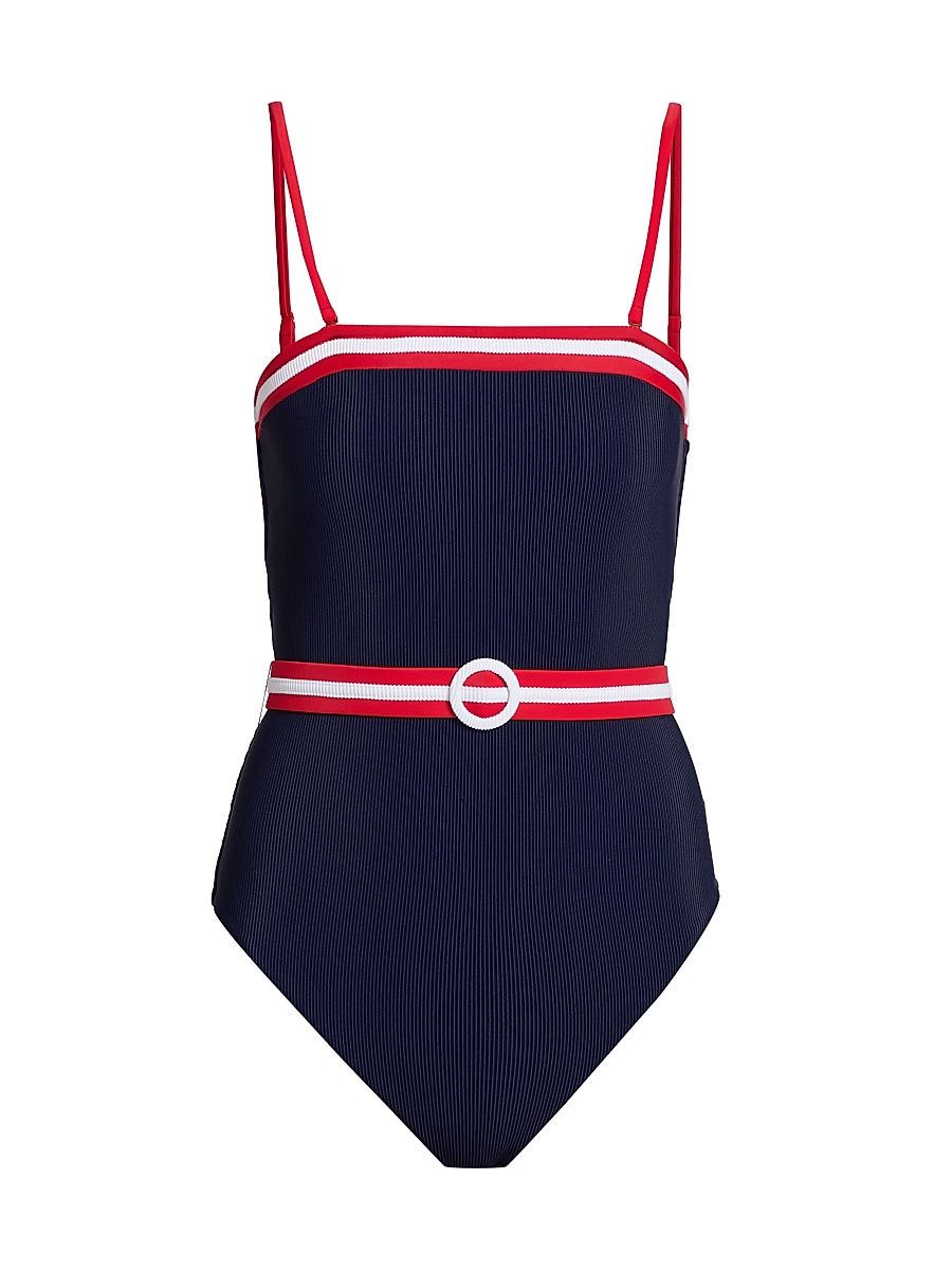 Women's Jessa Belted One-Piece Swimsuit - Twilight Firework - Size Large