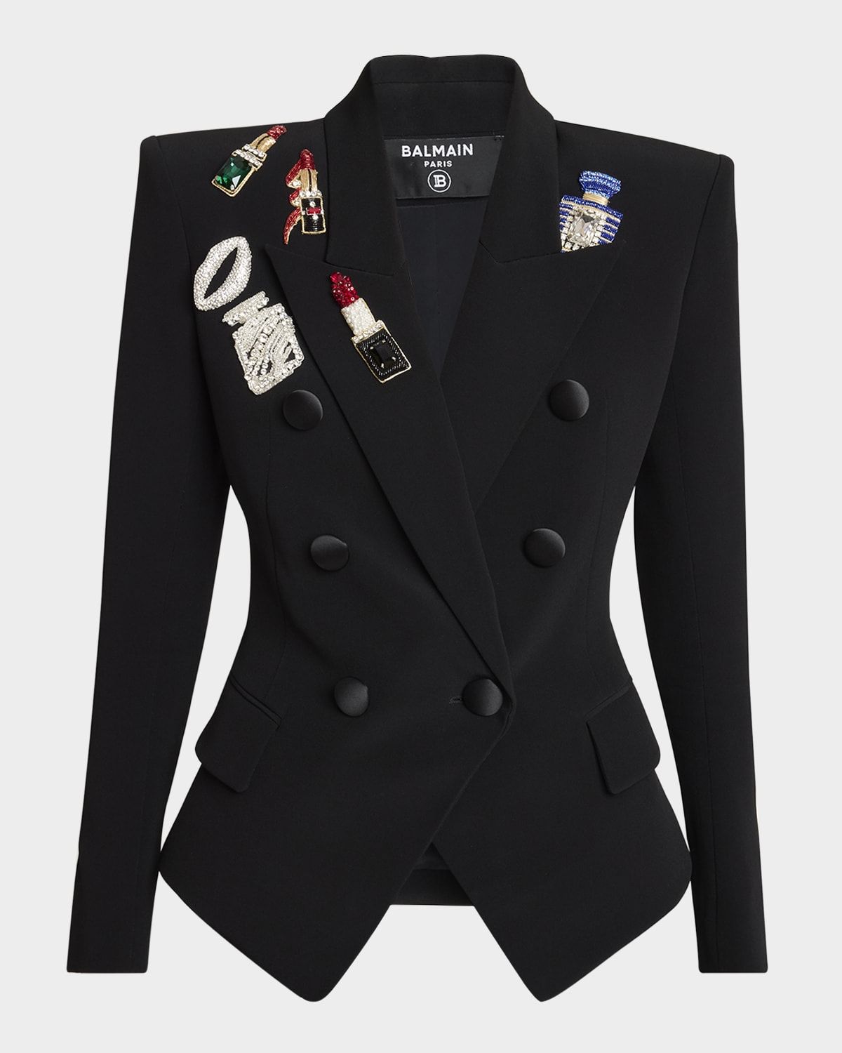 Double-Breasted Crystal Patch Blazer