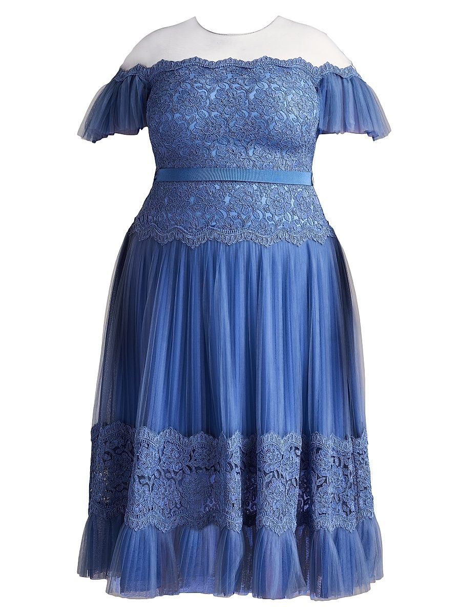 Women's Plus Corded Lace Midi-Dress - Blue Stone - Size 22