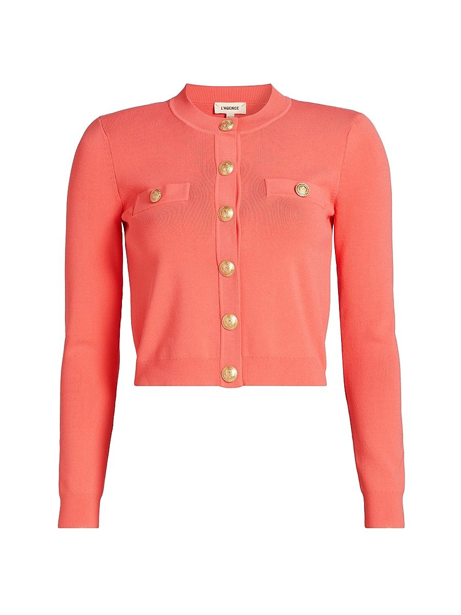 Women's Toulouse Knit Crop Cardigan - Coral Rose Gold - Size Medium