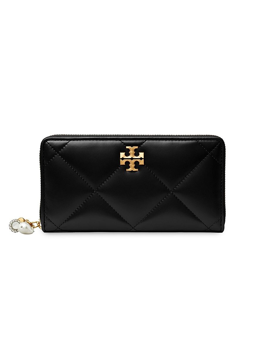 Women's Kira Embellished Leather Continental Wallet - Black
