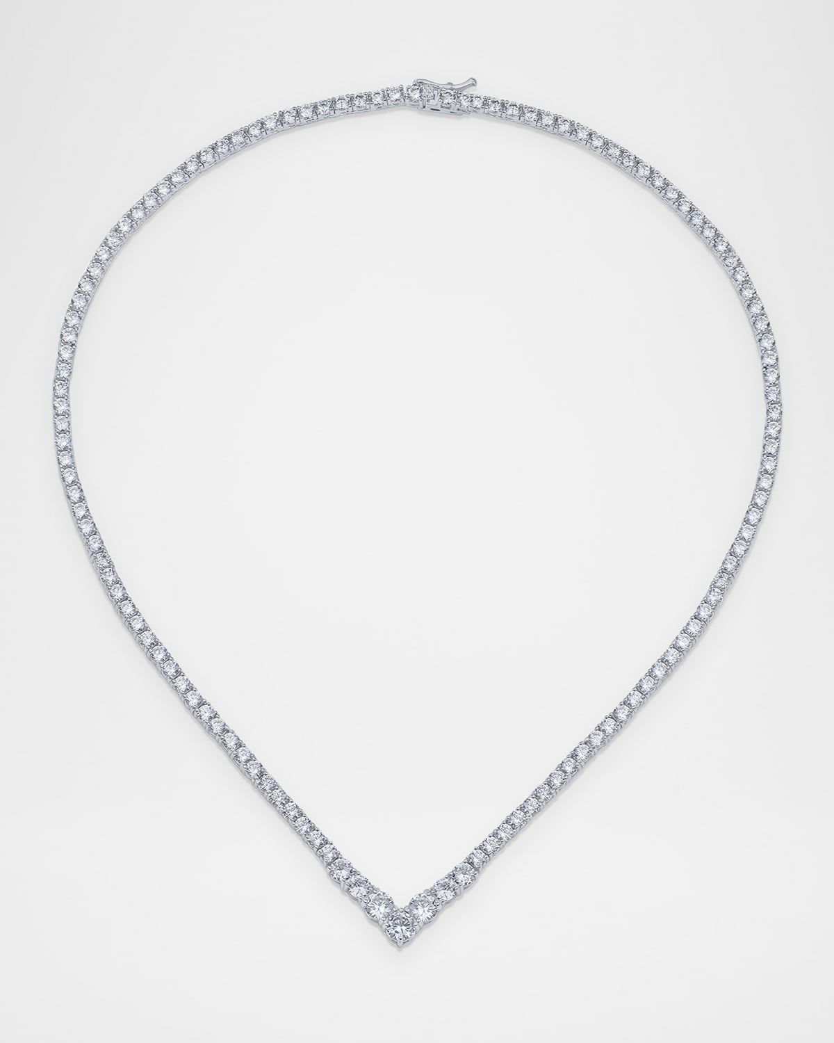 Round Cubic Zirconia V-Front Tennis Necklace