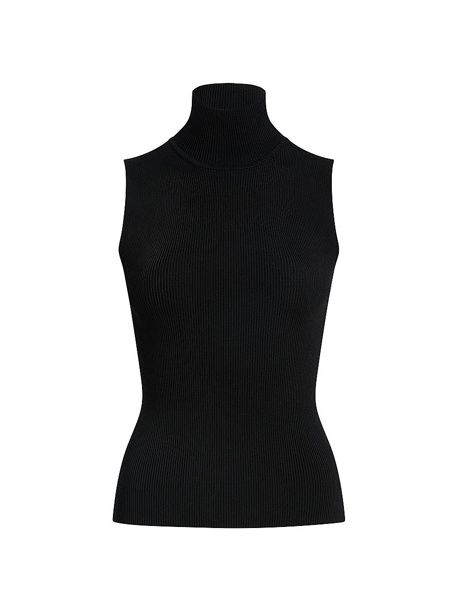 Women's Benita Ribbed Turtleneck Tank - Black - Size Large