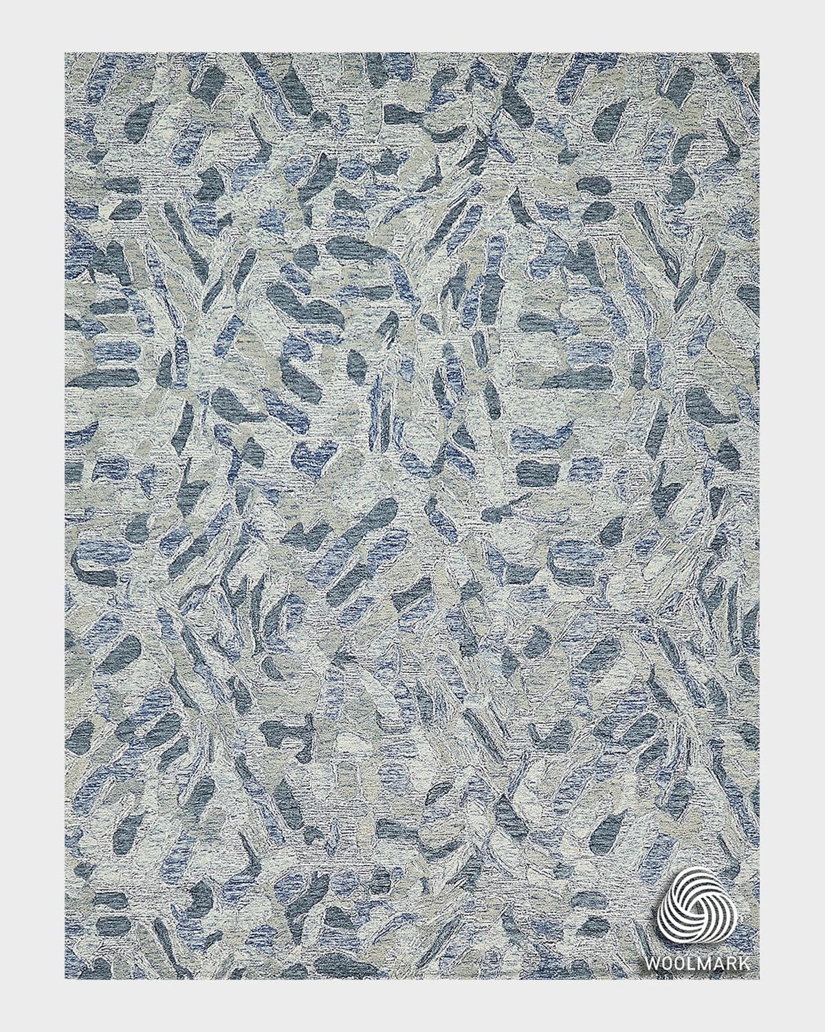 Botanica Blue/Ivory/Multi New Zealand Wool hand-tufted Area Rug