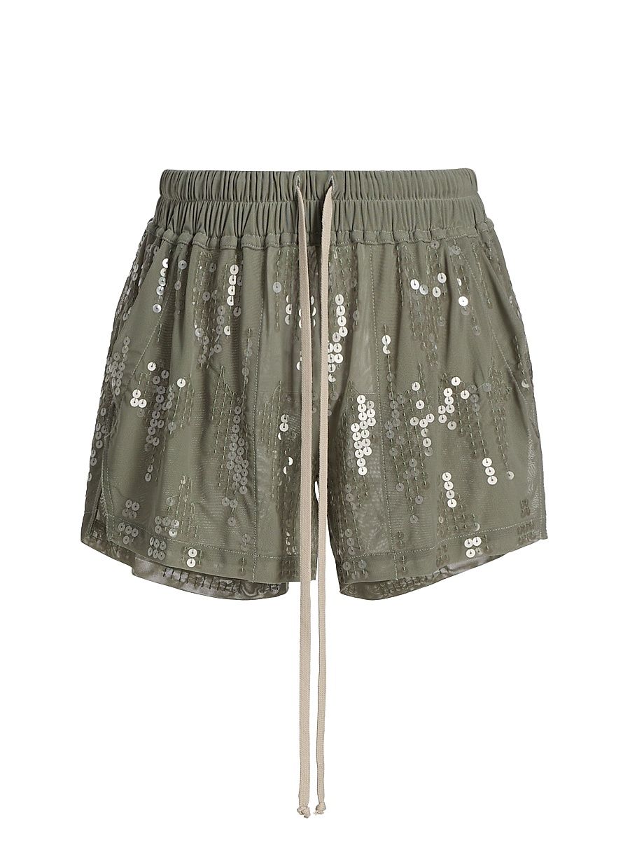 Women's Sequin Stretch-Nylon Boxer Shorts - Jade Transparent - Size 2