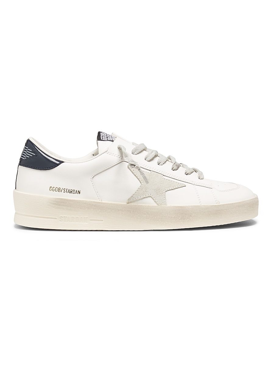 Men's Stardan Leather Low-Top Sneakers - White Ice Blue - Size 13