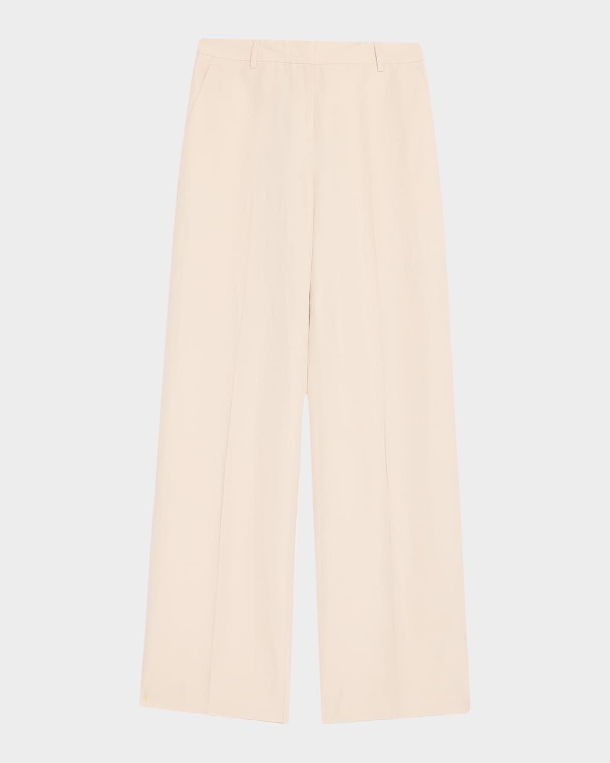 Gates Wide-Leg Silk-Linen Pants