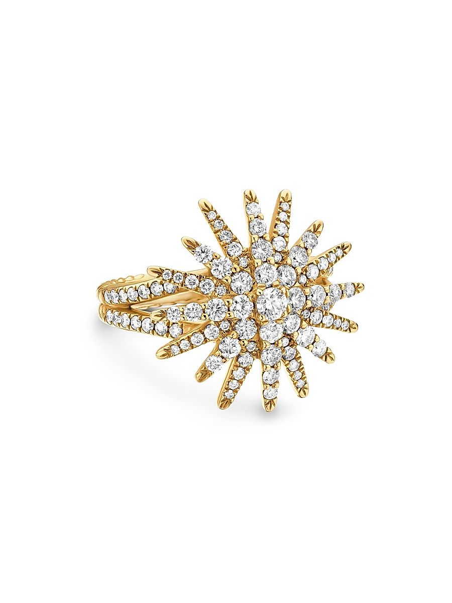 Women's Starburst Ring in 18K Yellow Gold - Diamond - Size 7