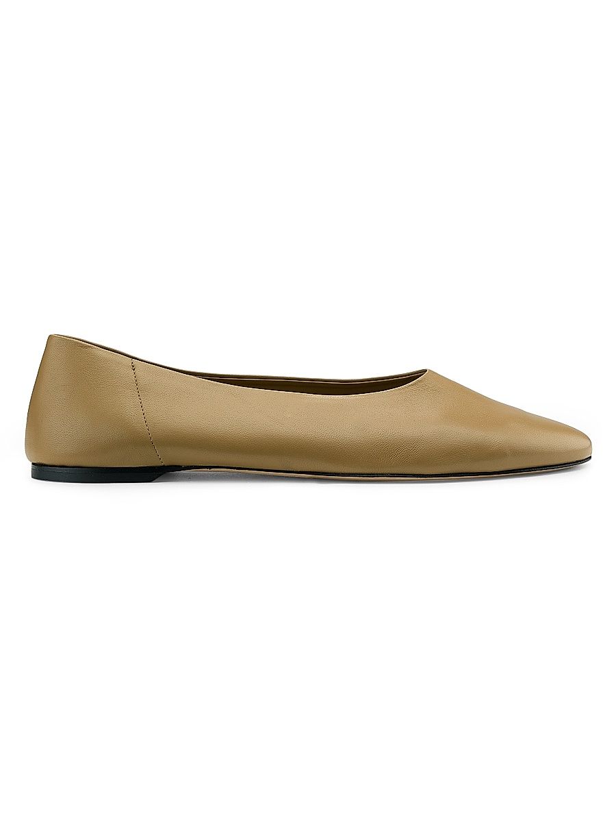 Women's Leather Ballerina Flats - Desert - Size 11