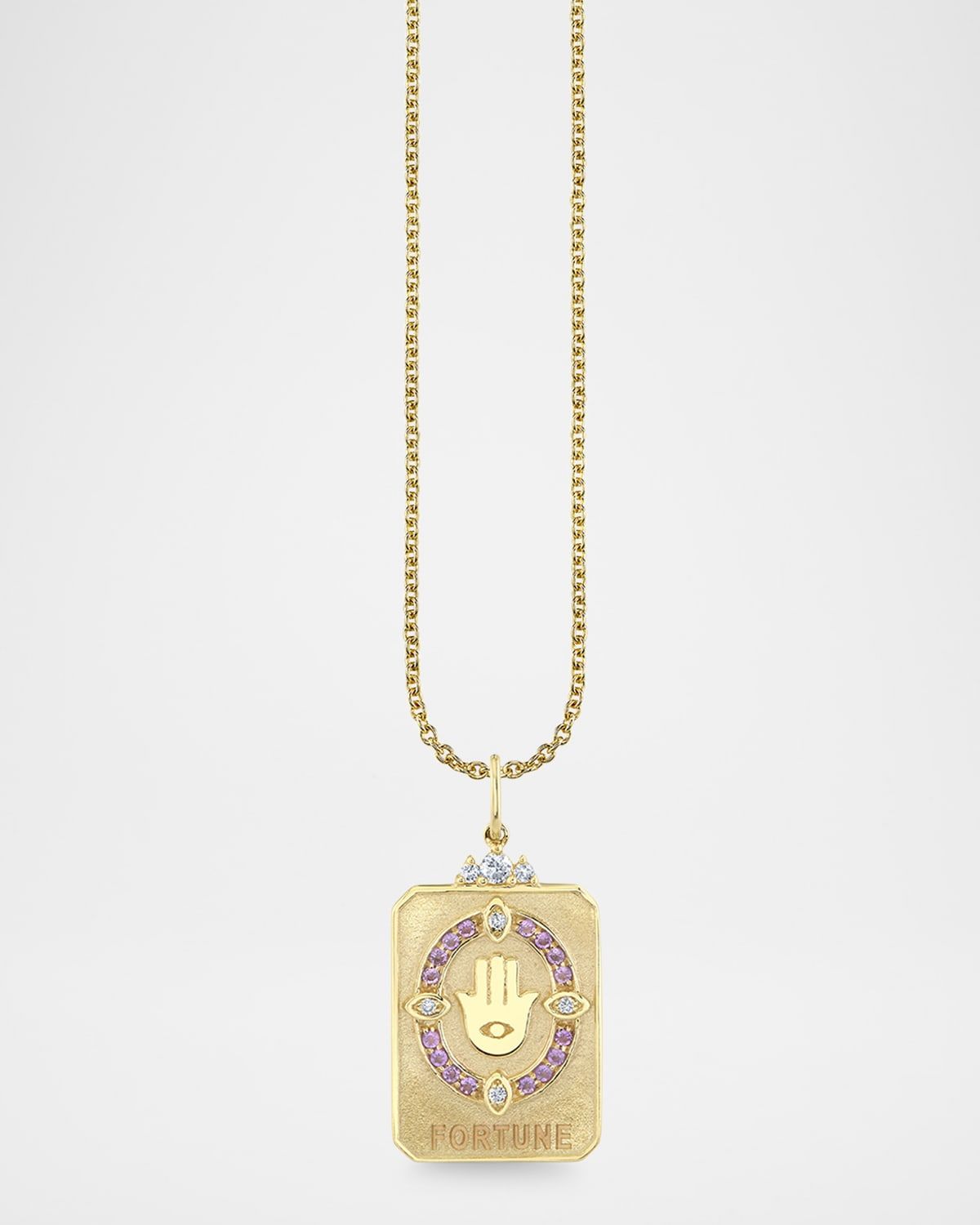 14K Good Fortune Tarot Card Pendant Necklace