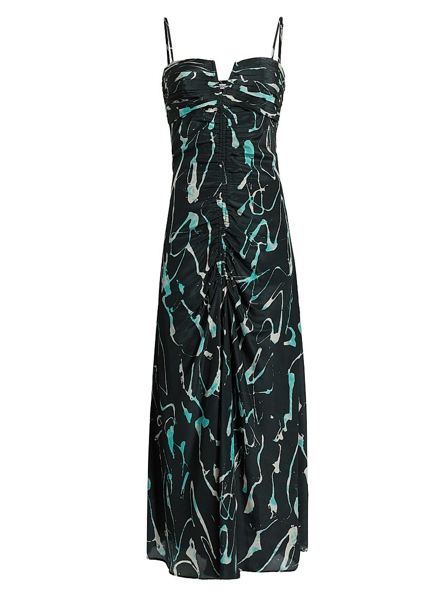 Women's Castelli Toribia Ruched Abstract Maxi Dress - Green - Size XL