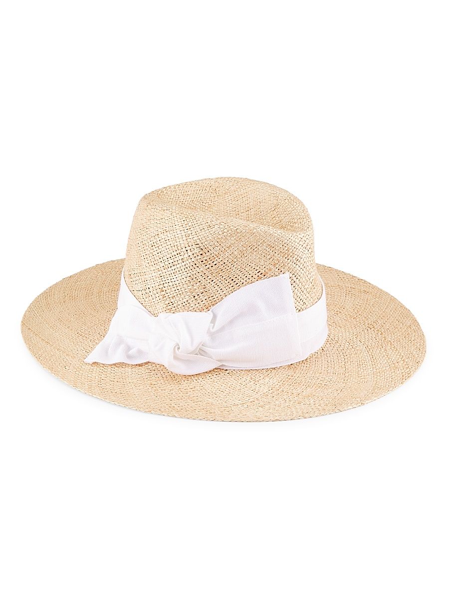Women's Harper Straw Wide-Brim Fedora - Natural White - Size Medium