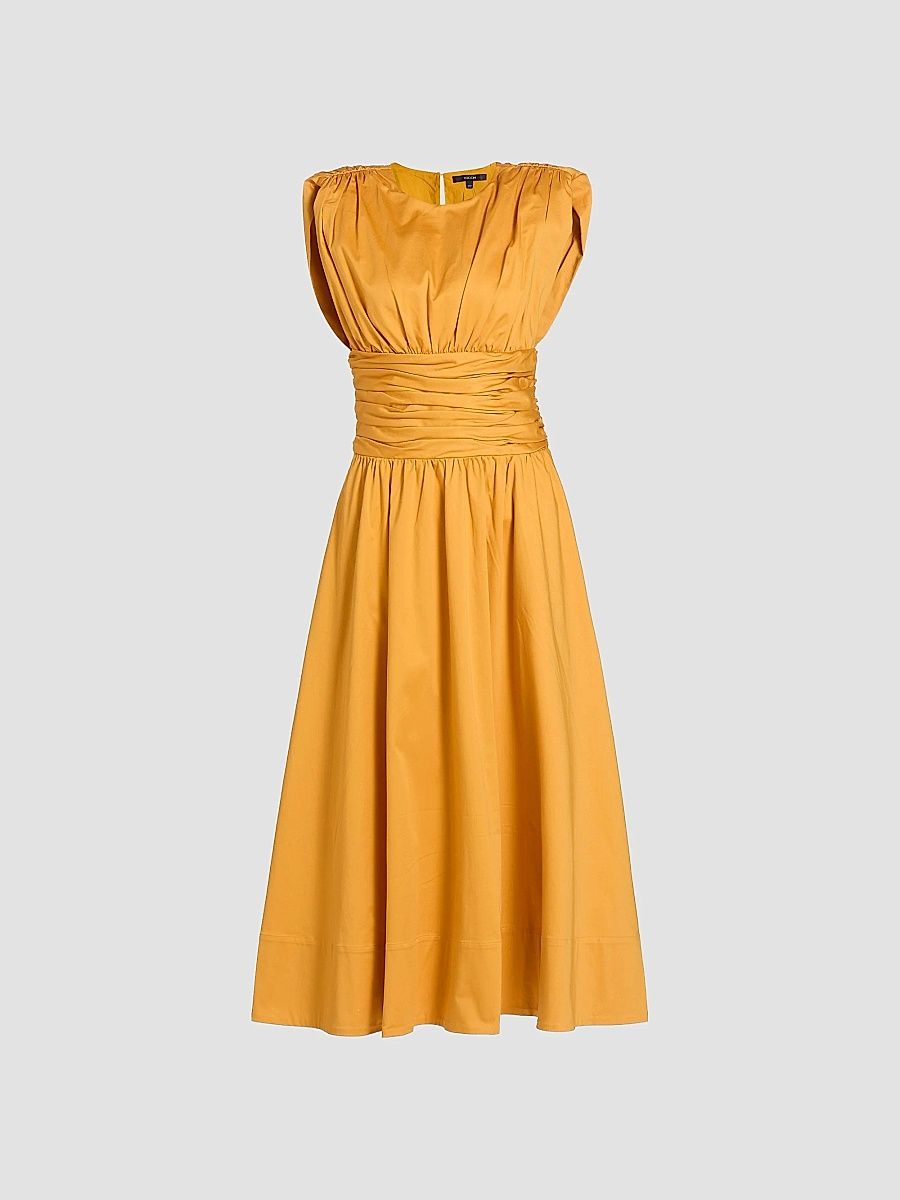 Toccin Women's Evangeline Ruched Stretch-Cotton Midi-Dress - Jet - Size 2