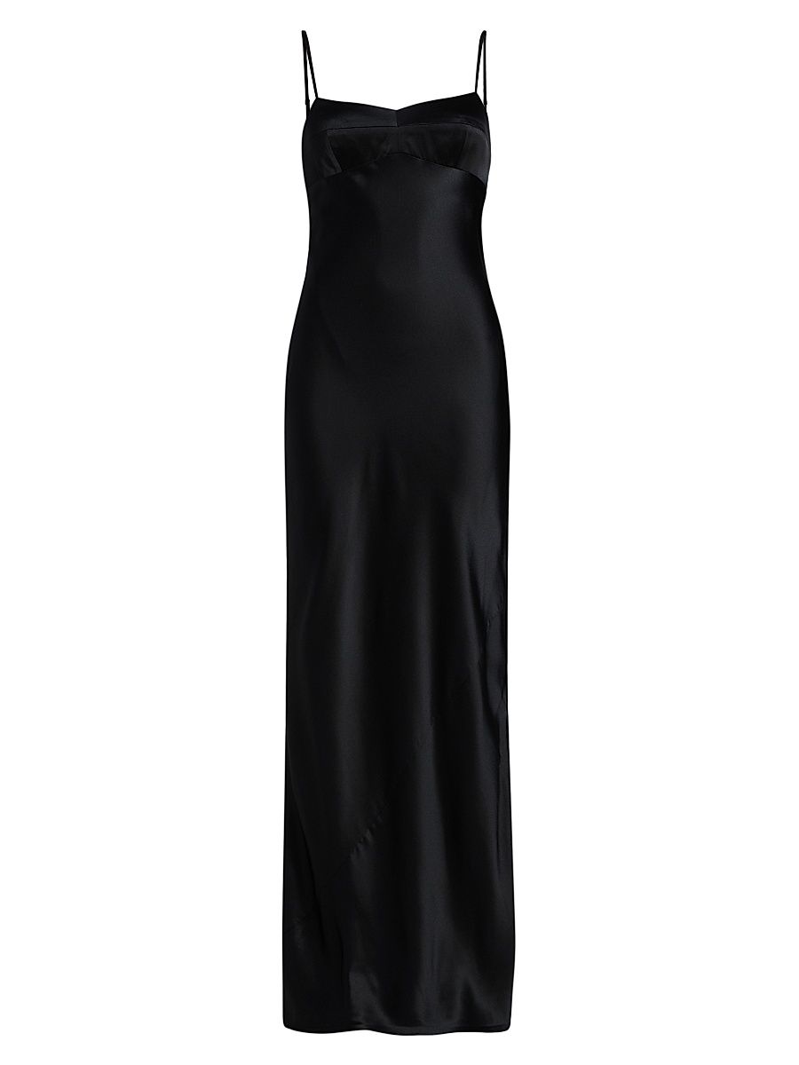 Women's Janeiro Silk Satin Maxi Dress - Black - Size Large