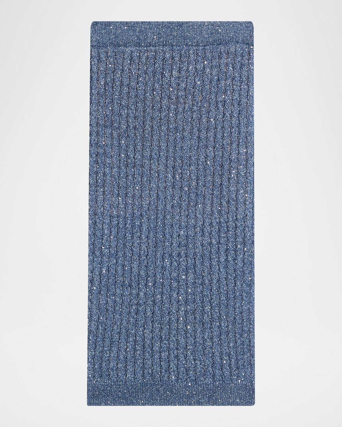 Linen Dazzling Cable Open-Knit Midi Skirt