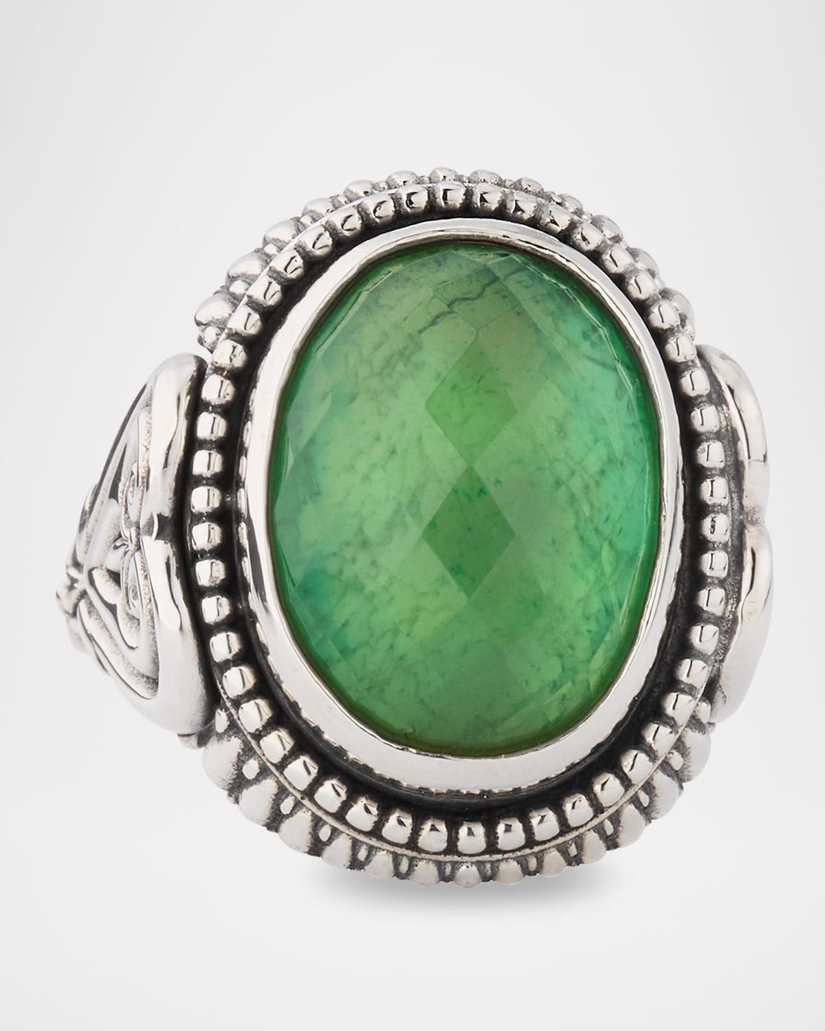 Ivy Rock Crystal, Aventurine and MOP Triplet Statement Ring