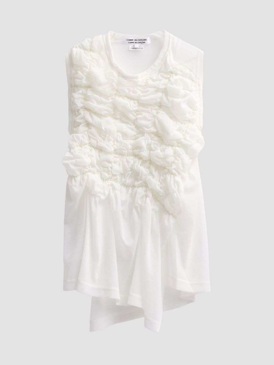 Women's Chiffon Textured Sleeveless Top - Off White - Size Large